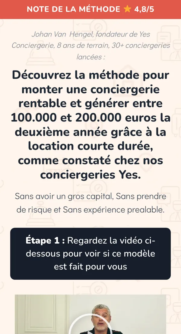 La page de vente du réseau, avec sa vidéo